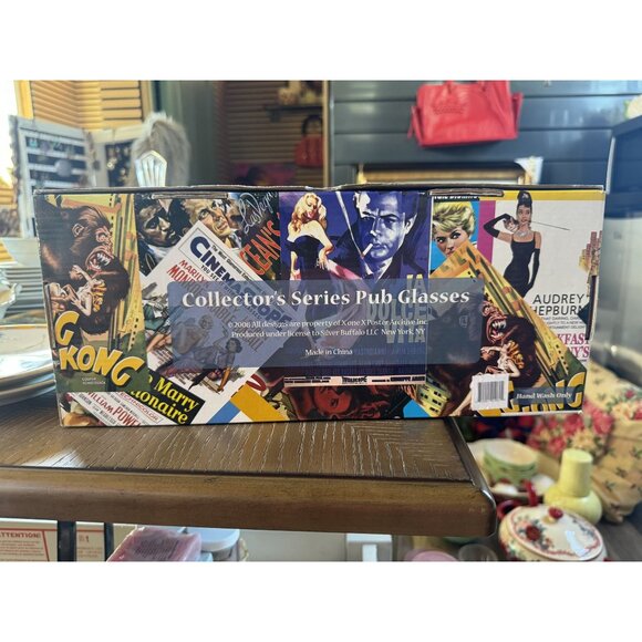 Set Of 4 Rare Movie-Themed Pub Glasses In Original Box Featuring Iconic Films: O - Picture 11 of 16